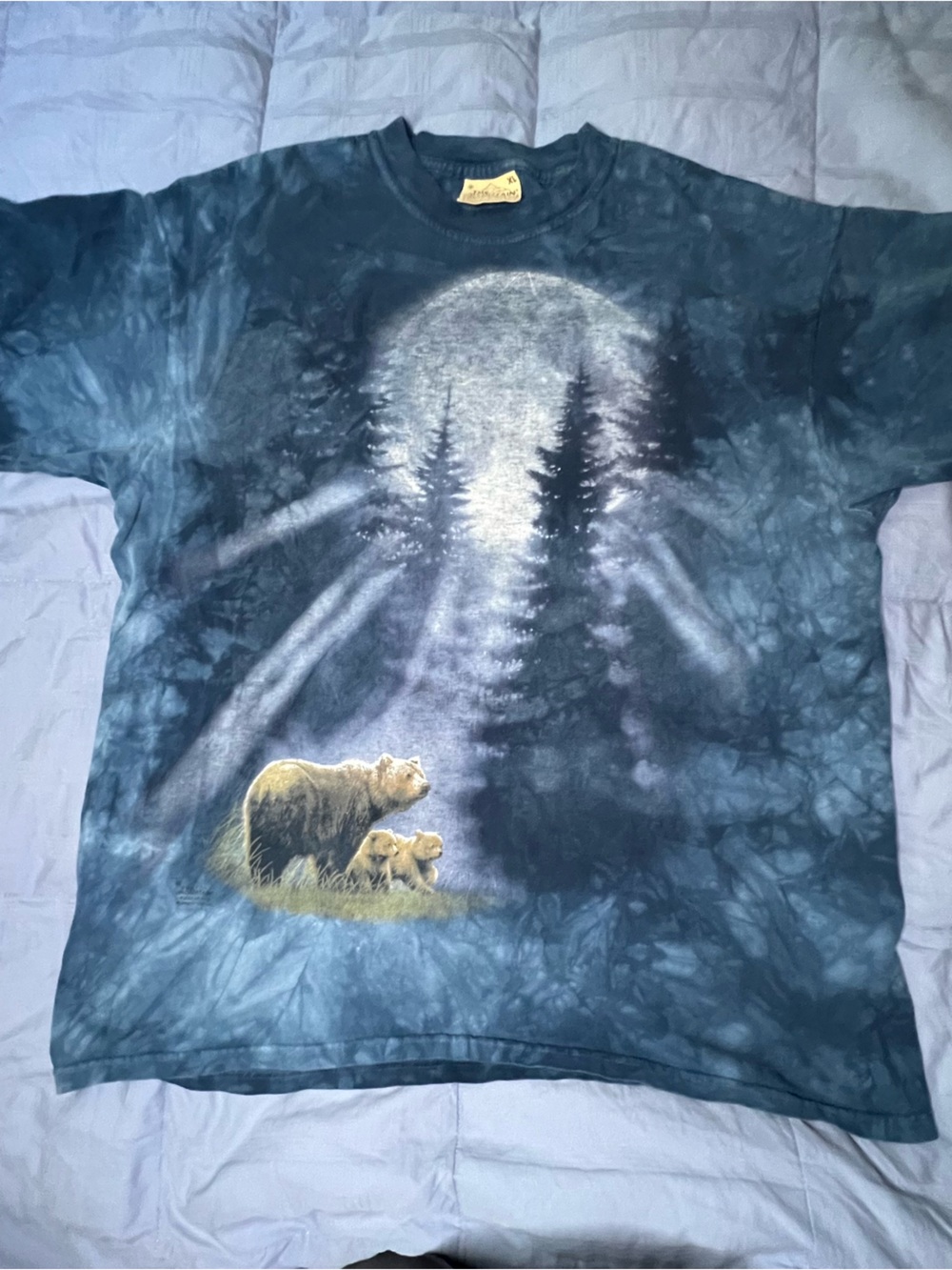 Vintage The Mountain Deep Blue Tie-Dye Bear Tee